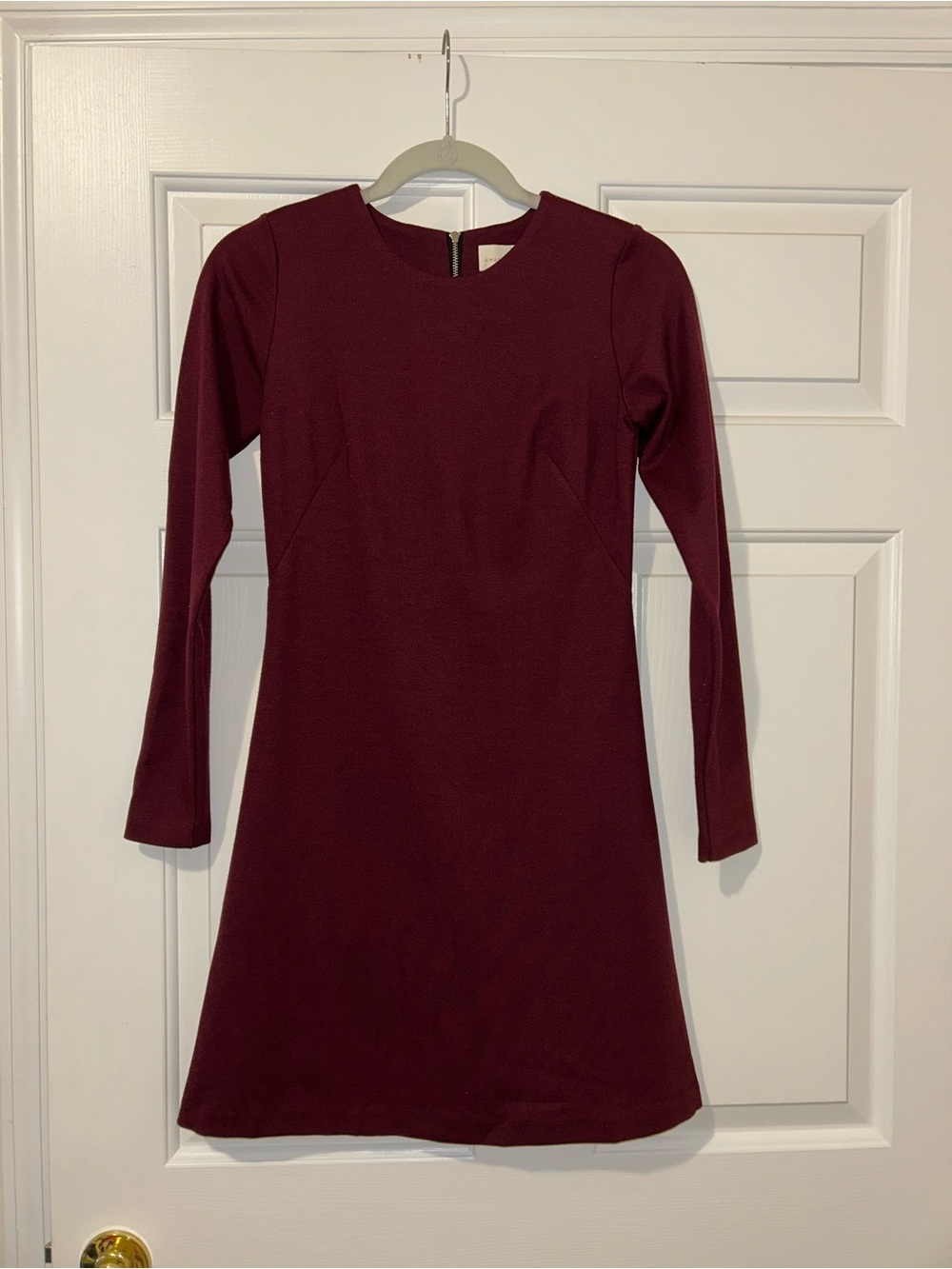Amanda Uprichard Long Sleeve A-Line Dress in Burgundy